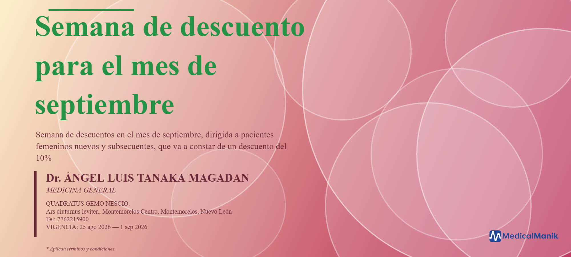 Semana de descuento para el mes de septiembre 